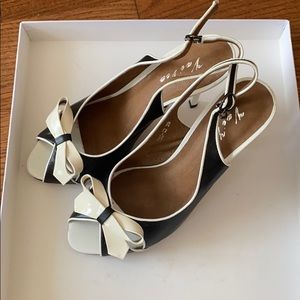 Real leather open toe heel with bow!